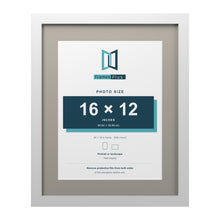 White 20 x 16 inch picture frame with a Dawn Grey mount for a 16 x 12 inch photo