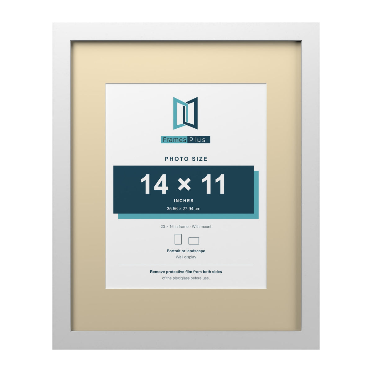White 20 x 16 inch picture frame with an ivory mount for a 14 x 11 inch photo