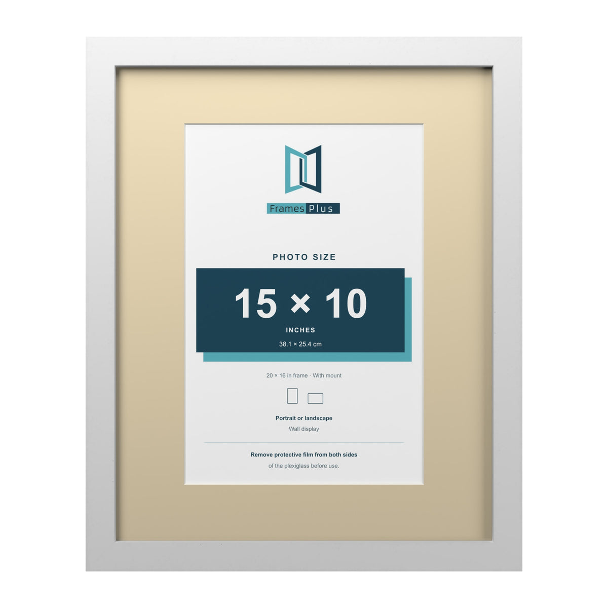 White 20 x 16 inch picture frame with an ivory mount for a 15 x 10 inch photo