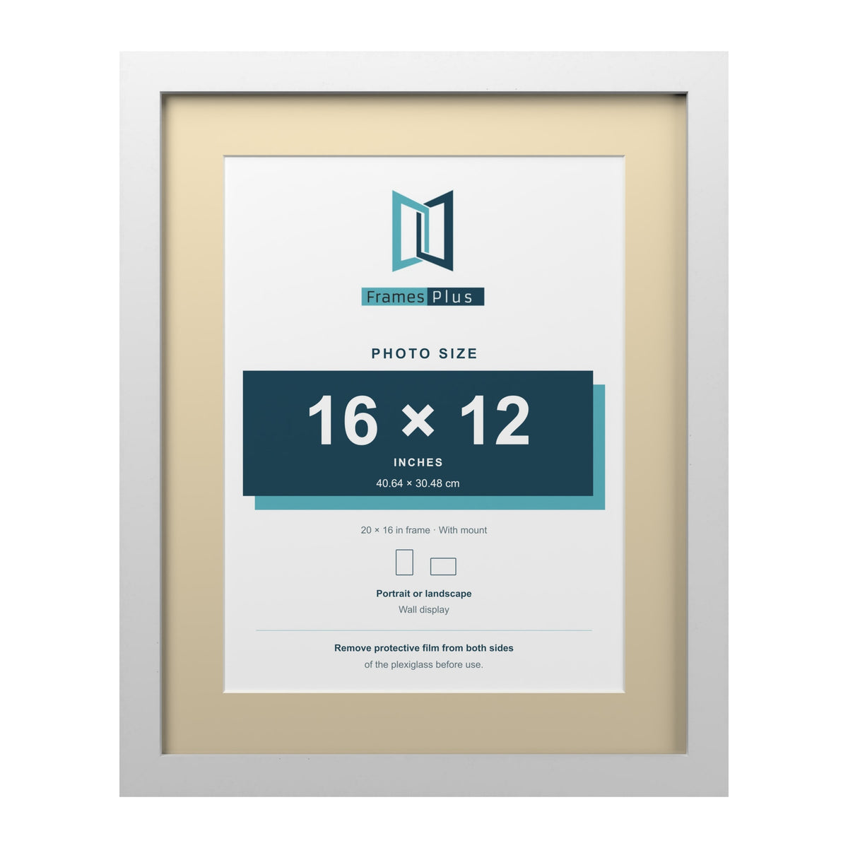 White 20 x 16 inch picture frame with an ivory mount for a 16 x 12 inch photo