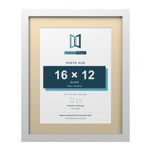 White 20 x 16 inch picture frame with an ivory mount for a 16 x 12 inch photo