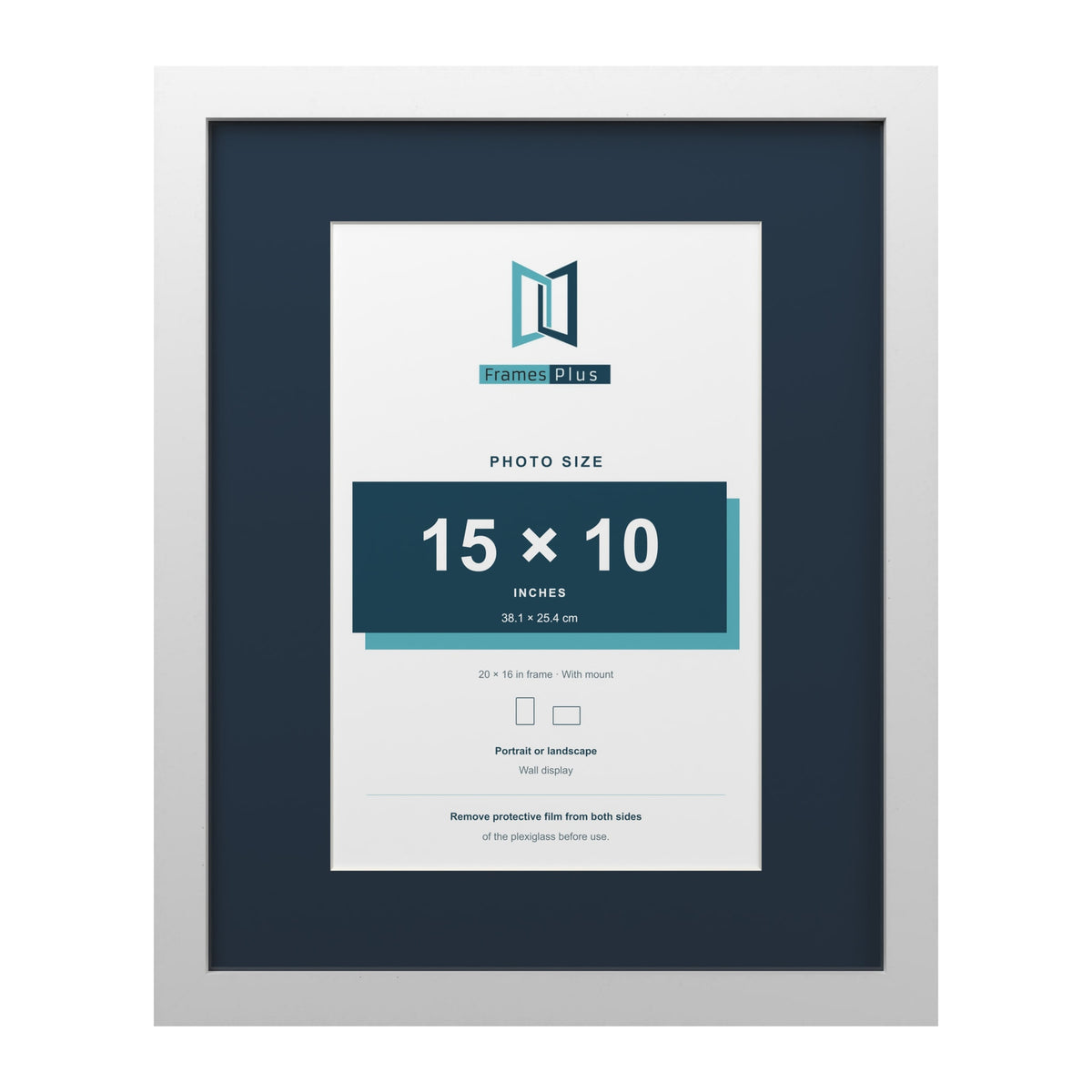 White 20 x 16 inch picture frame with a Pacific Blue mount for a 15 x 10 inch photo