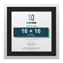 White 20 x 20 inch picture frame with a black mount for a 16 x 16 inch photo