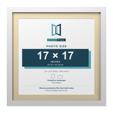 White 20 x 20 inch picture frame with an ivory mount for a 17 x 17 inch photo