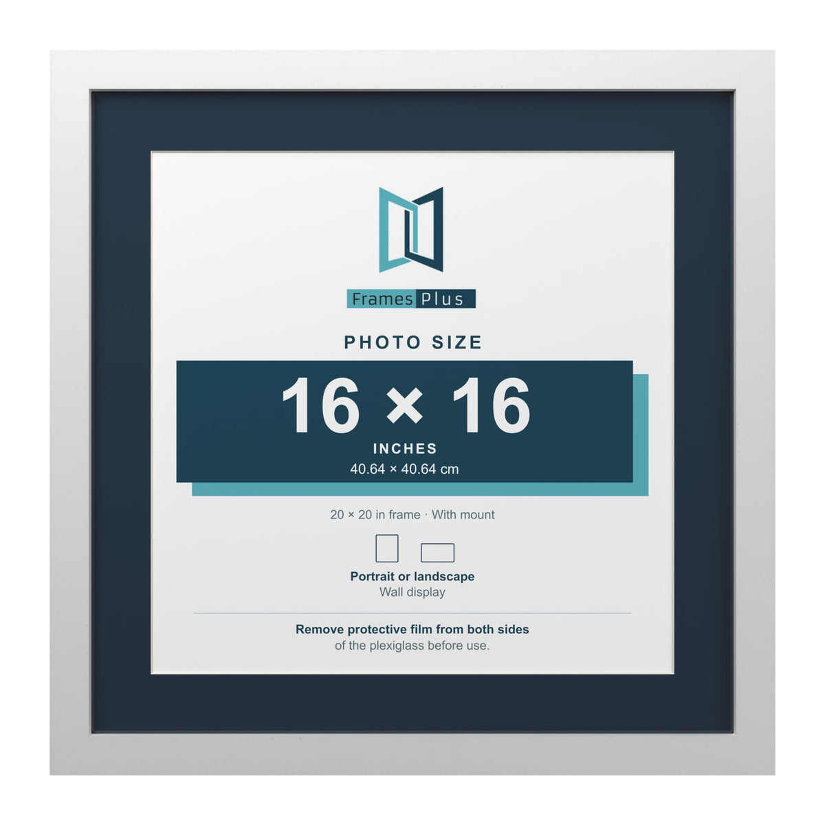 White 20 x 20 inch picture frame with a Pacific Blue mount for a 16 x 16 inch photo