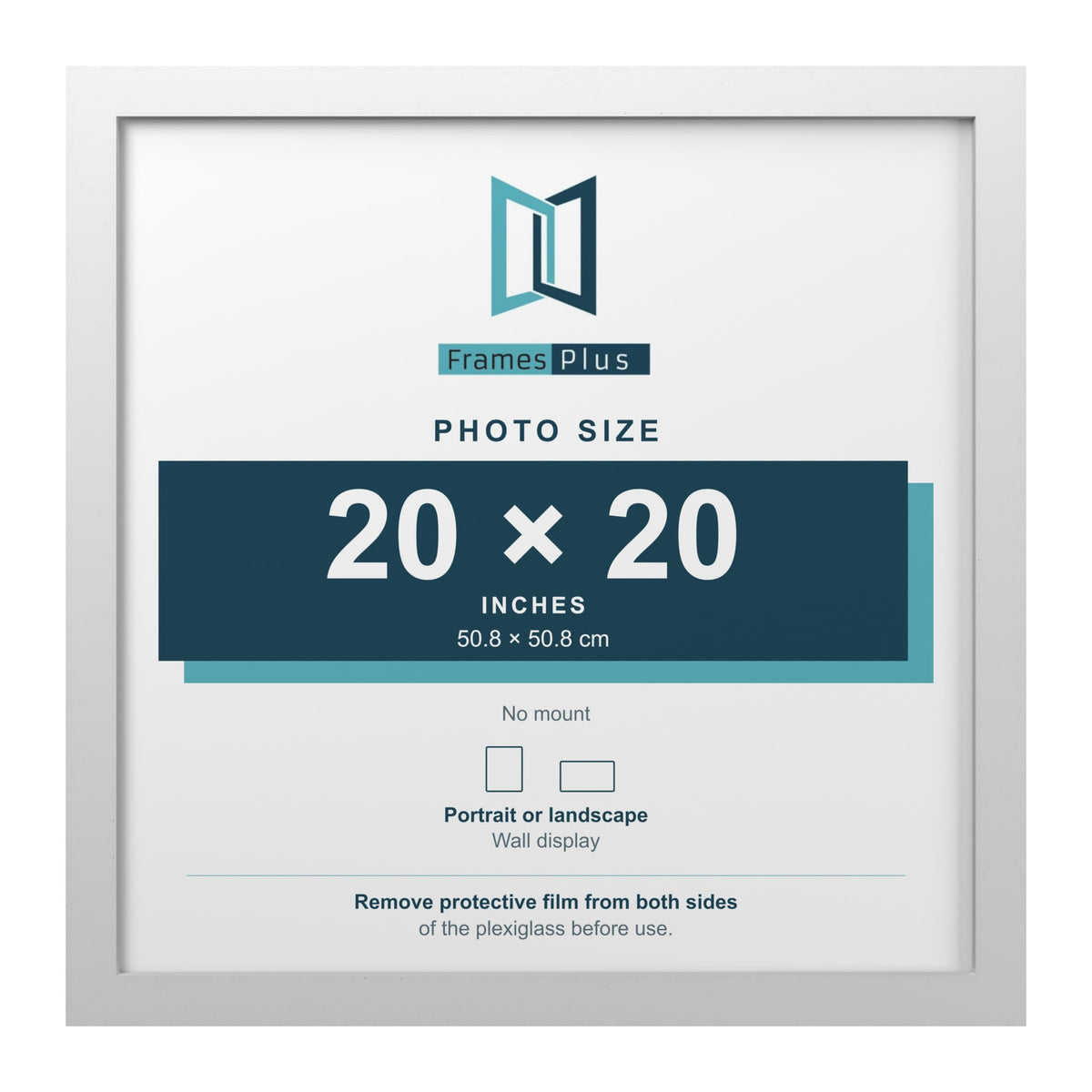 White picture frame for a 20 x 20 inch photo