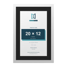 White 24 x 16 inch picture frame with a black mount for a 20 x 12 inch photo