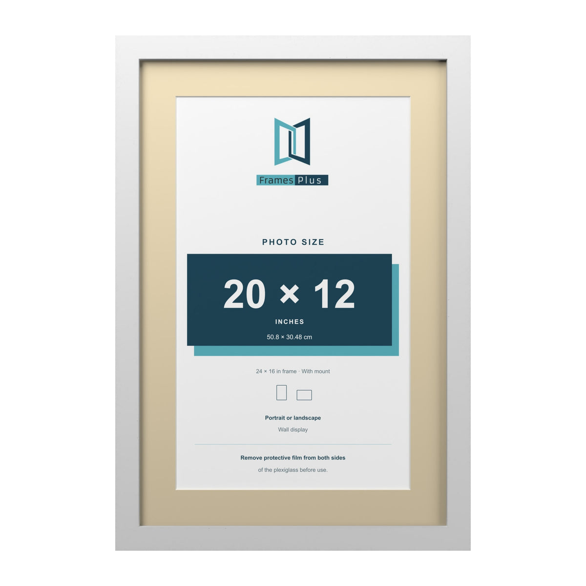 White 24 x 16 inch picture frame with an ivory mount for a 20 x 12 inch photo