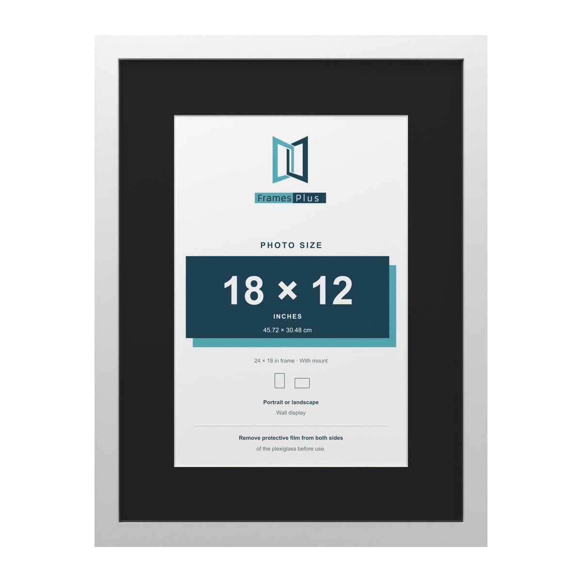 White 24 x 18 inch picture frame with a black mount for an 18 x 12 inch photo