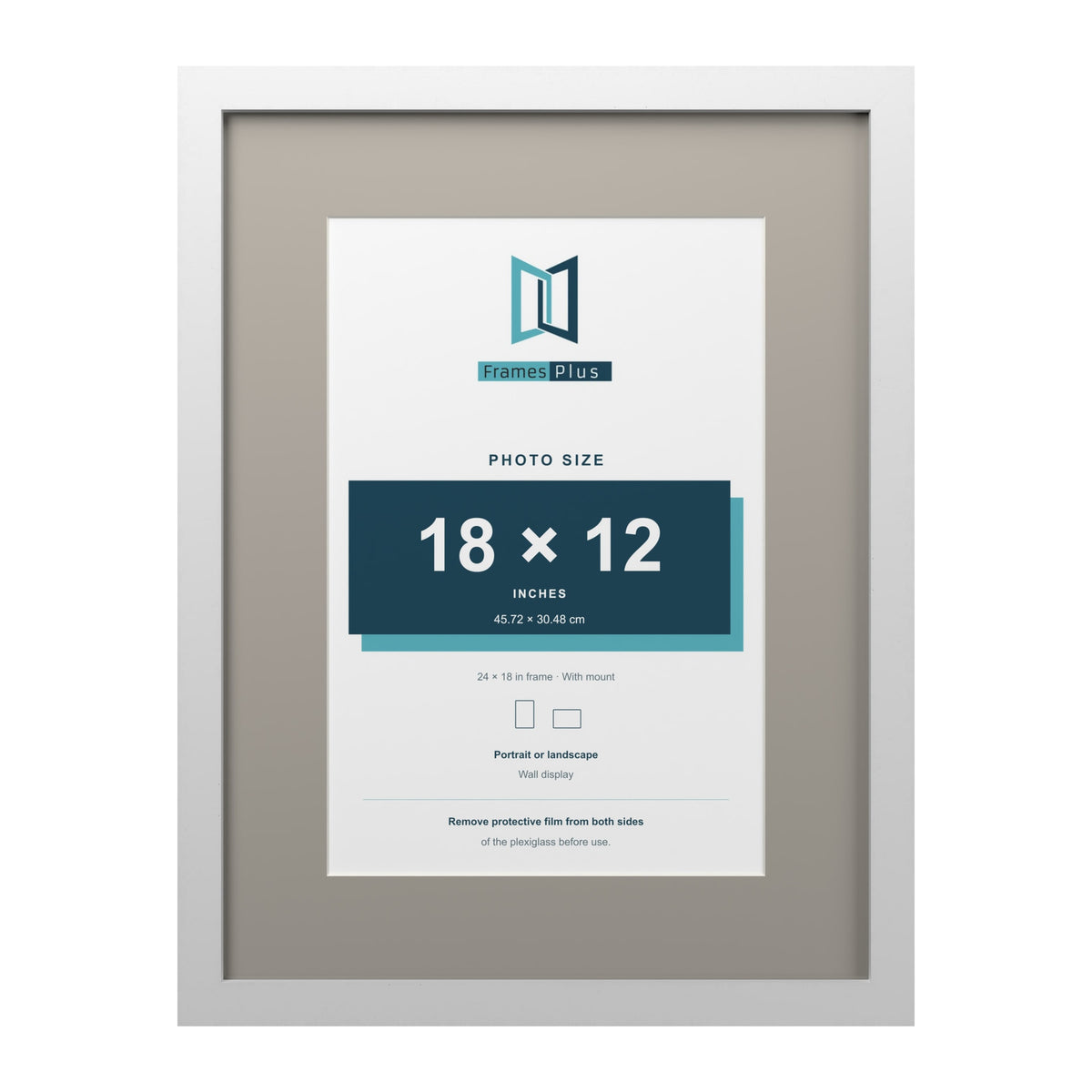 White 24 x 18 inch picture frame with a Dawn Grey mount for an 18 x 12 inch photo