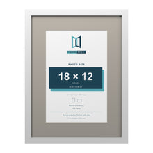 White 24 x 18 inch picture frame with a Dawn Grey mount for an 18 x 12 inch photo