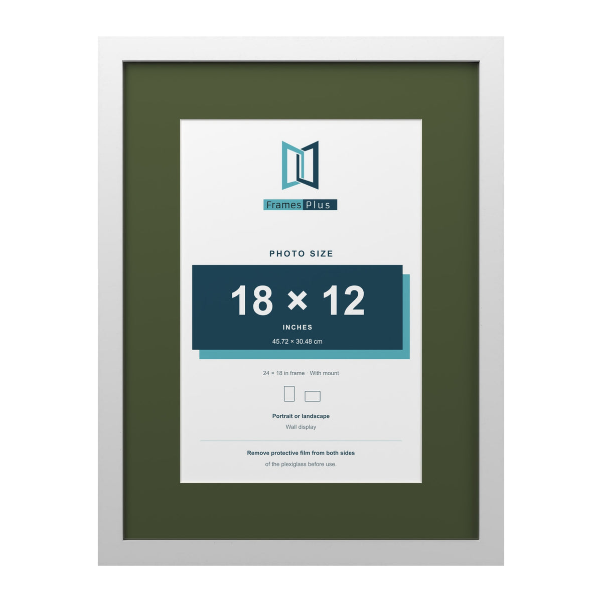 White 24 x 18 inch picture frame with a green mount for an 18 x 12 inch photo