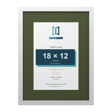White 24 x 18 inch picture frame with a green mount for an 18 x 12 inch photo