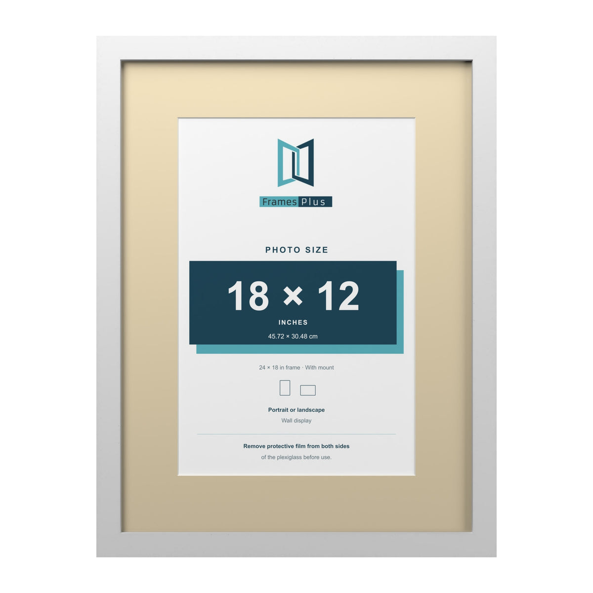White 24 x 18 inch picture frame with an ivory mount for an 18 x 12 inch photo