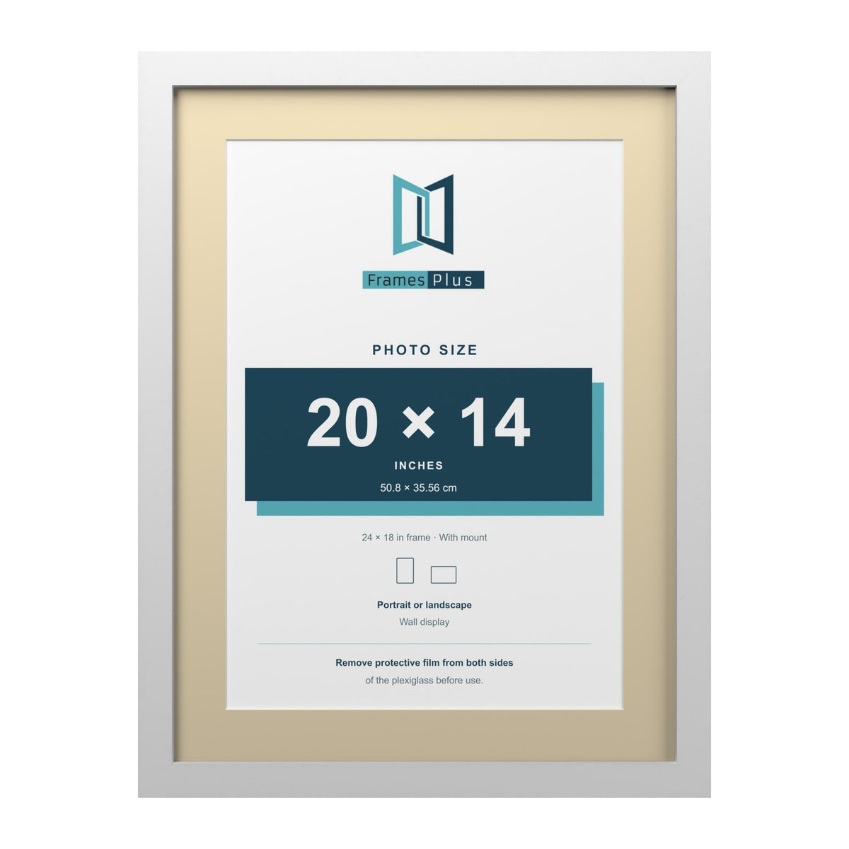 White 24 x 18 inch picture frame with an ivory mount for a 20 x 14 inch photo
