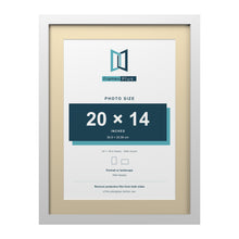 White 24 x 18 inch picture frame with an ivory mount for a 20 x 14 inch photo
