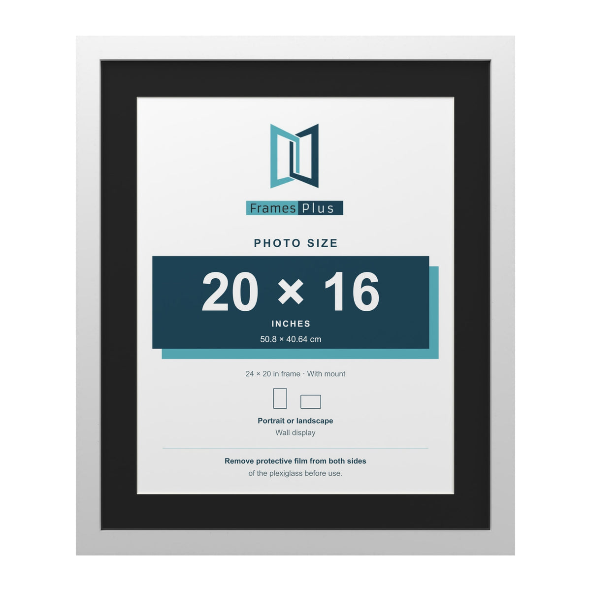White 24 x 20 inch picture frame with a black mount for a 20 x 16 inch photo