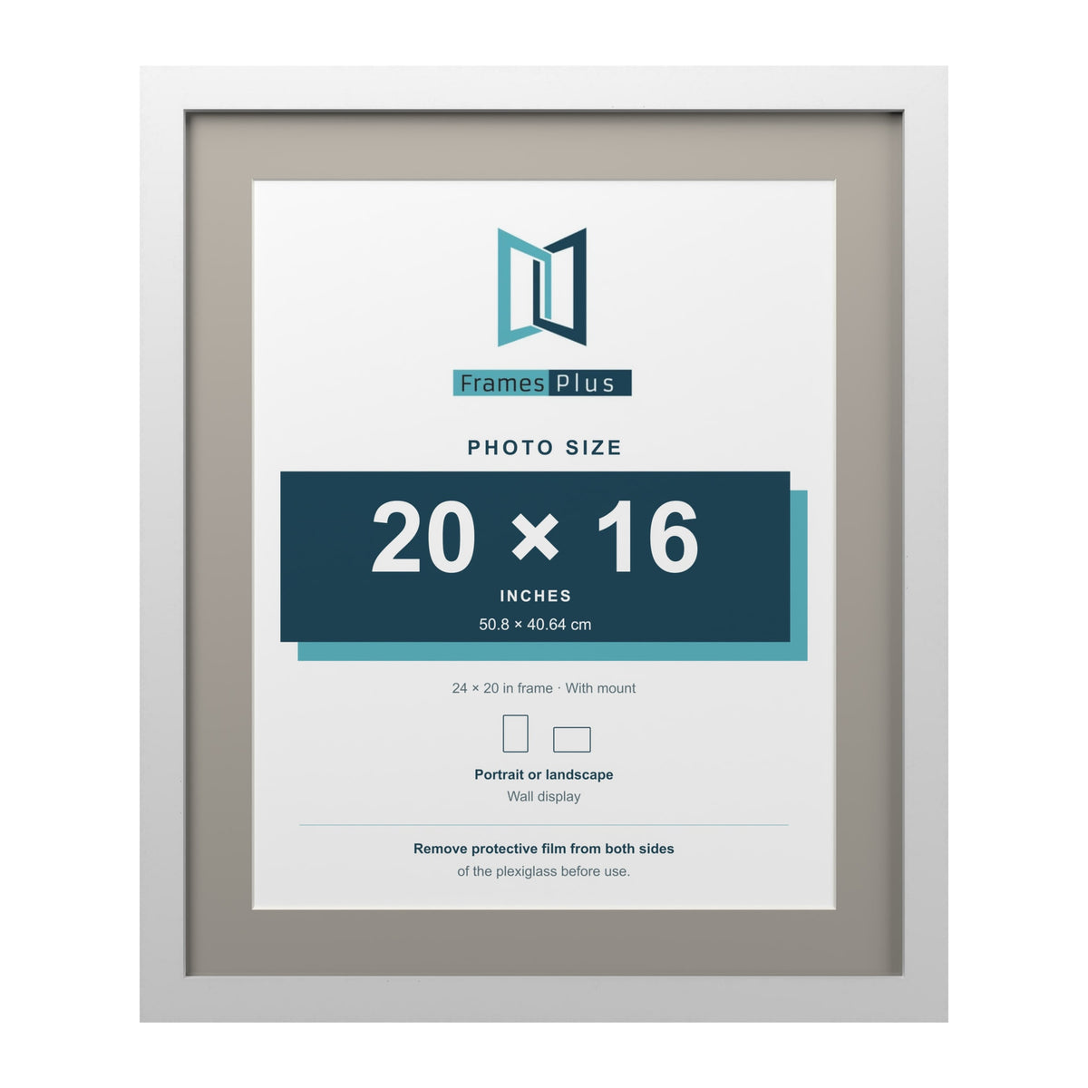 White 24 x 20 inch picture frame with a Dawn Grey mount for a 20 x 16 inch photo