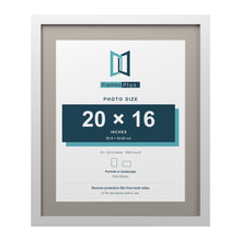 White 24 x 20 inch picture frame with a Dawn Grey mount for a 20 x 16 inch photo
