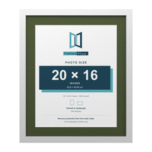 White 24 x 20 inch picture frame with a green mount for a 20 x 16 inch photo