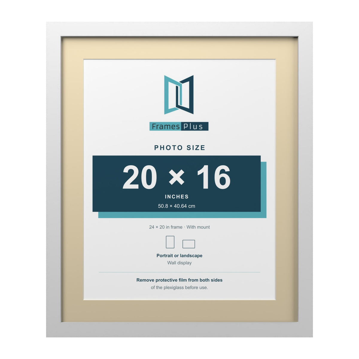 White 24 x 20 inch picture frame with an ivory mount for a 20 x 16 inch photo