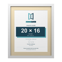 White 24 x 20 inch picture frame with an ivory mount for a 20 x 16 inch photo