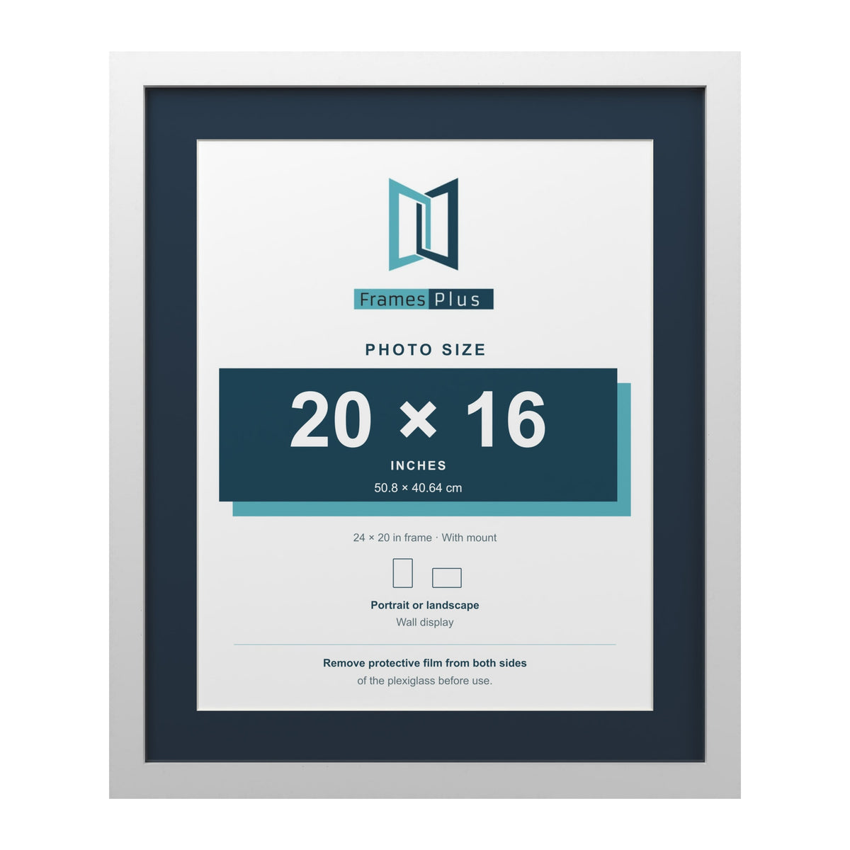 White 24 x 20 inch picture frame with a Pacific Blue mount for a 20 x 16 inch photo