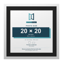 White 24 x 24 inch picture frame with a black mount for a 20 x 20 inch photo