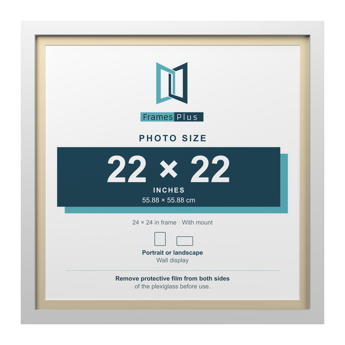 White 24 x 24 inch picture frame with an ivory mount for a 22 x 22 inch photo