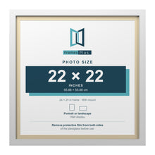 White 24 x 24 inch picture frame with an ivory mount for a 22 x 22 inch photo