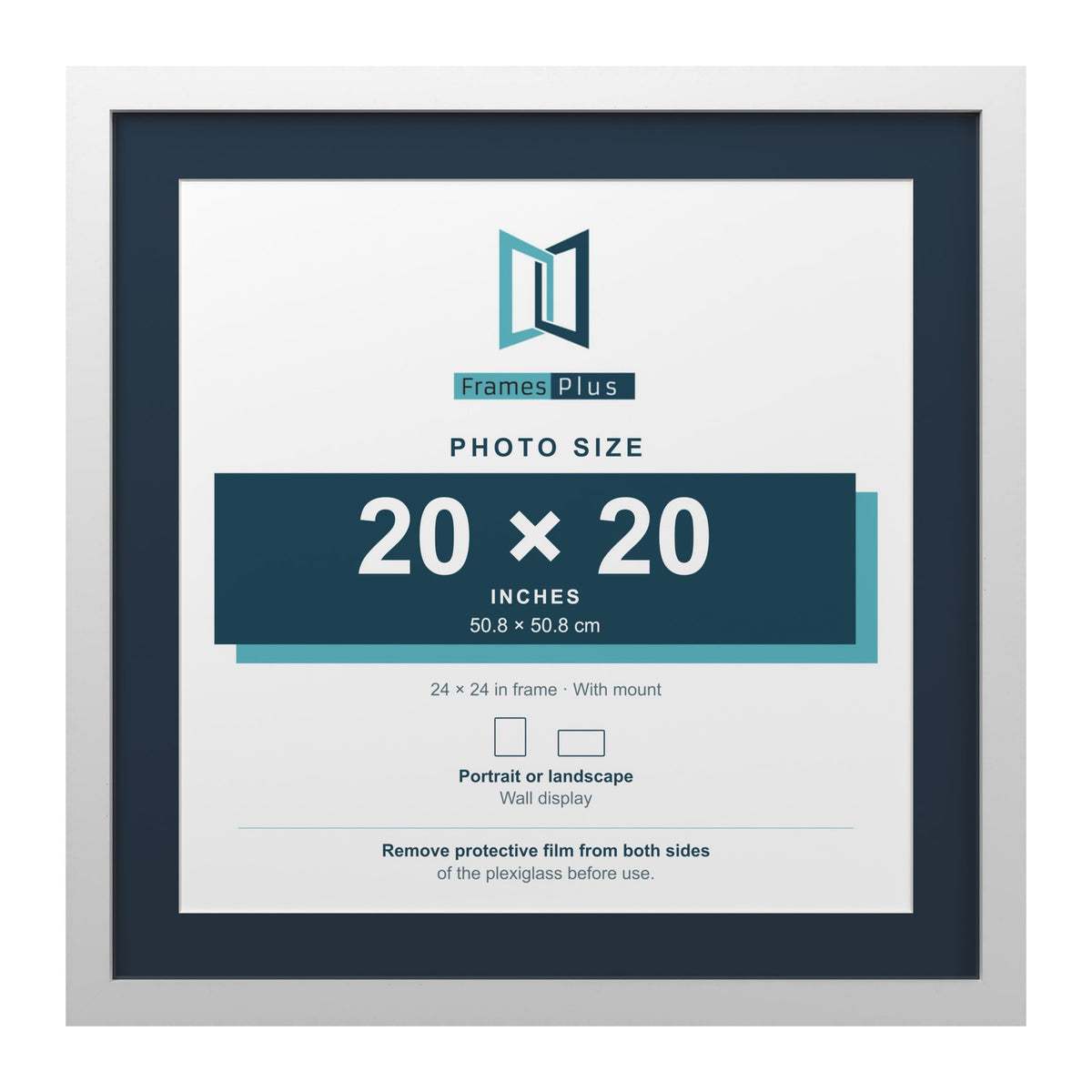 White 24 x 24 inch picture frame with a Pacific Blue mount for a 20 x 20 inch photo