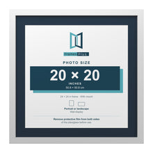 White 24 x 24 inch picture frame with a Pacific Blue mount for a 20 x 20 inch photo