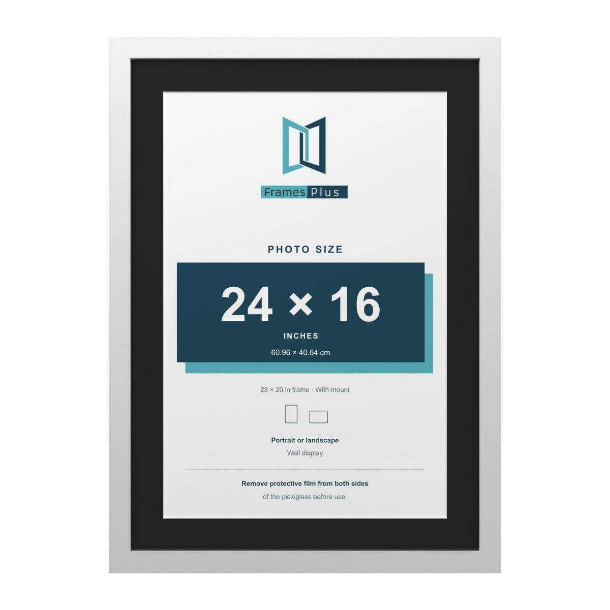 White 28 x 20 inch picture frame with a black mount for a 24 x 16 inch photo