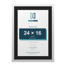 White 28 x 20 inch picture frame with a black mount for a 24 x 16 inch photo