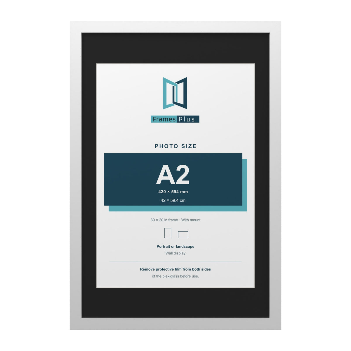 White 30 x 20 inch picture frame with a black mount for an A2 photo