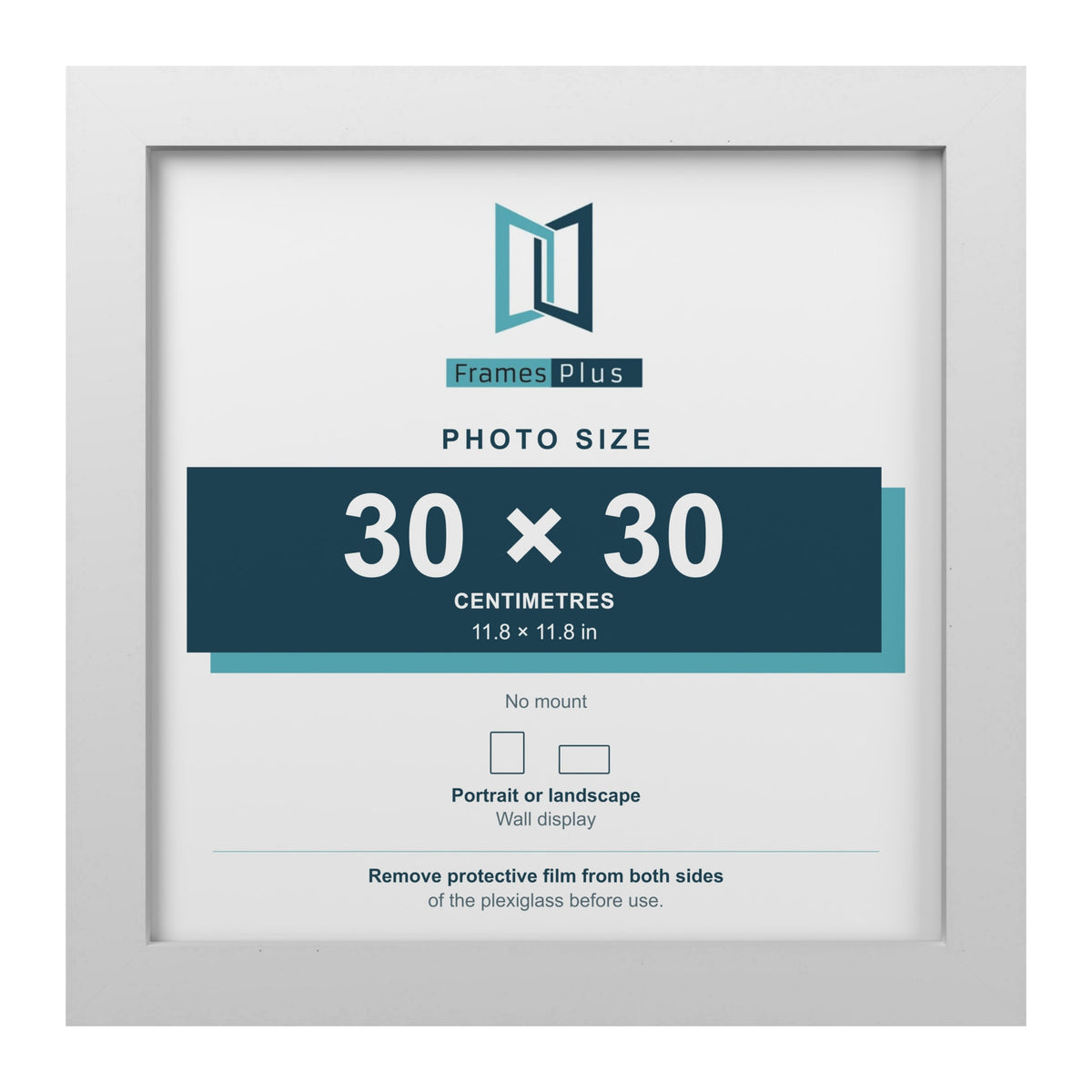 White picture frame for a 30 x 30 cm photo