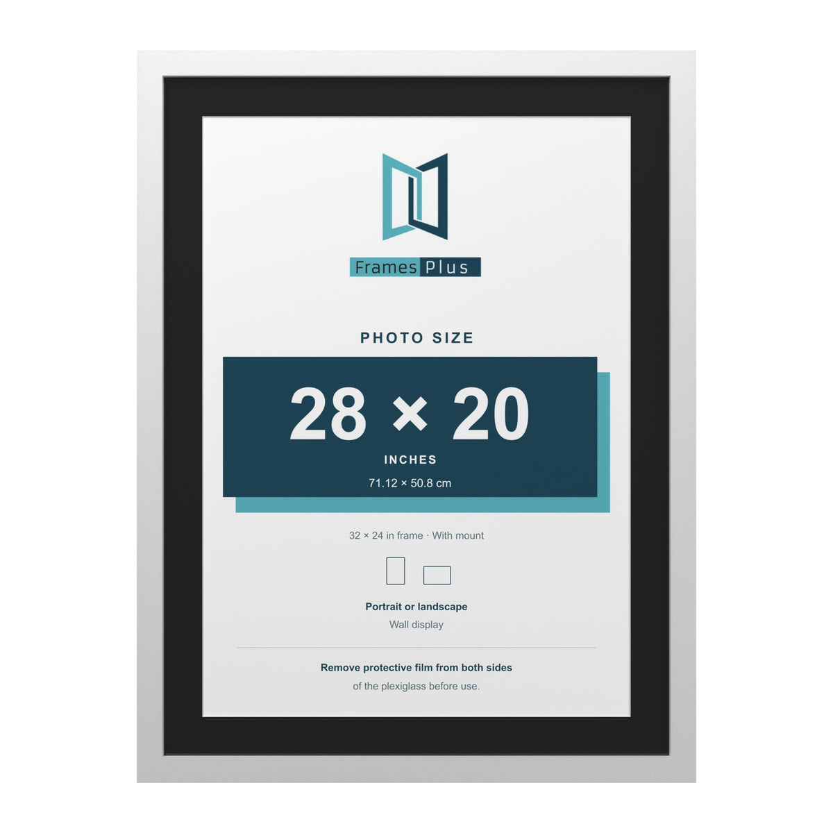 White 32 x 24 inch picture frame with a black mount for a 28 x 20 inch photo