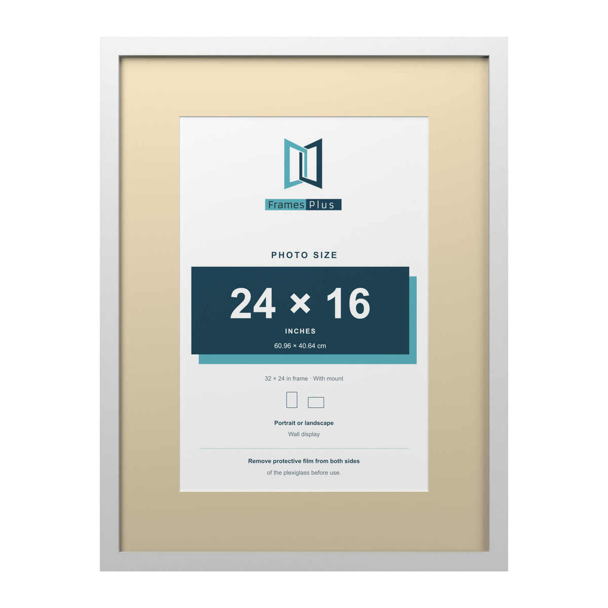 White 32 x 24 inch picture frame with an ivory mount for a 24 x 16 inch photo