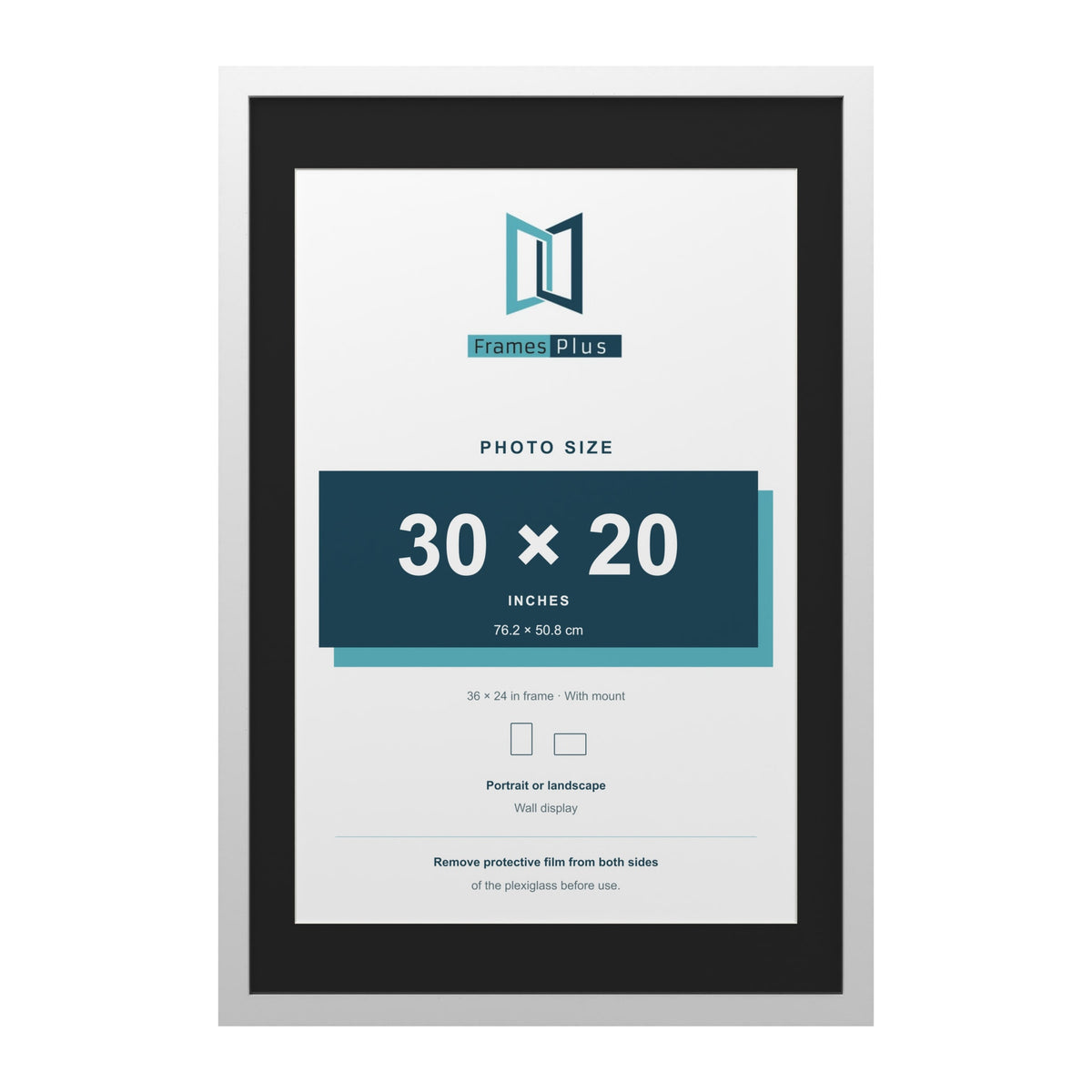 White 36 x 24 inch picture frame with a black mount for a 30 x 20 inch photo