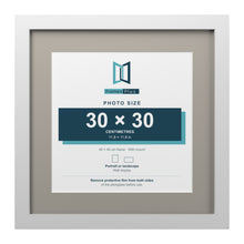 White 40 x 40 cm picture frame with a Dawn Grey mount for a 30 x 30 cm photo
