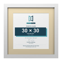 White 40 x 40 cm picture frame with an ivory mount for a 30 x 30 cm photo
