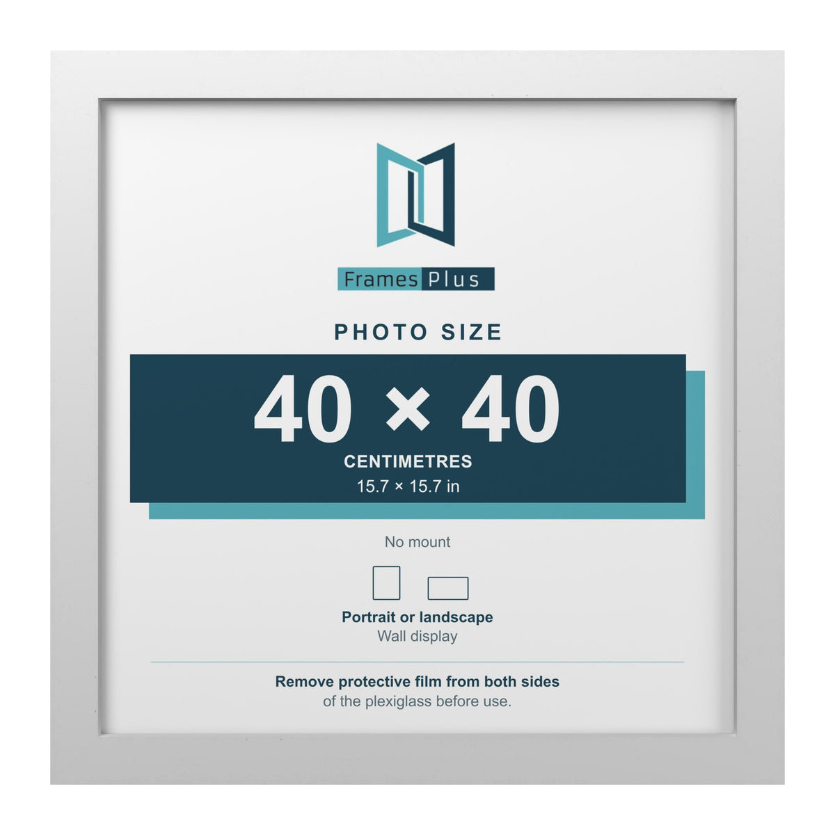 White picture frame for a 40 x 40 cm photo