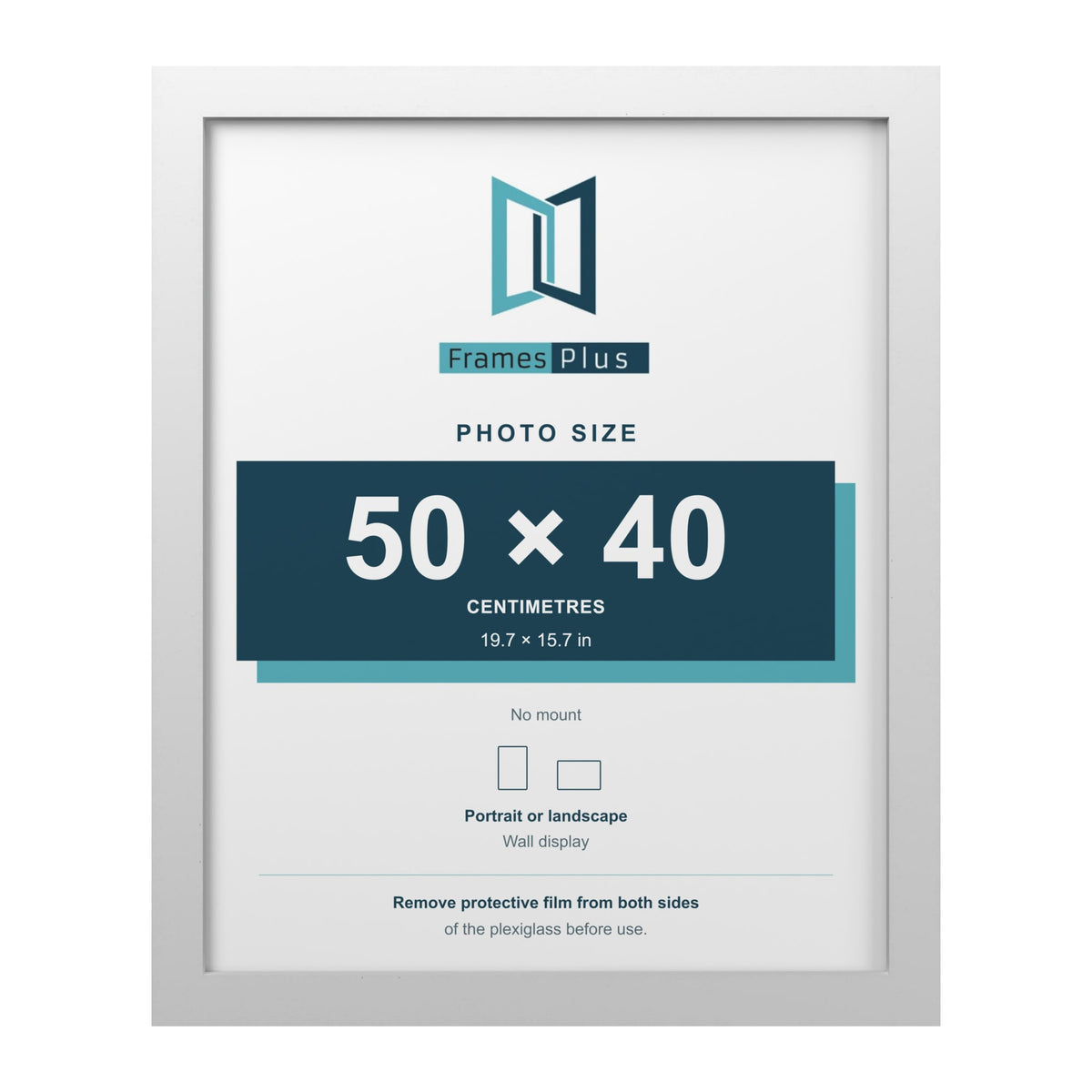 White picture frame for a 50 x 40 cm photo