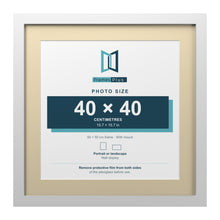 White 50 x 50 cm picture frame with an ivory mount for a 40 x 40 cm photo
