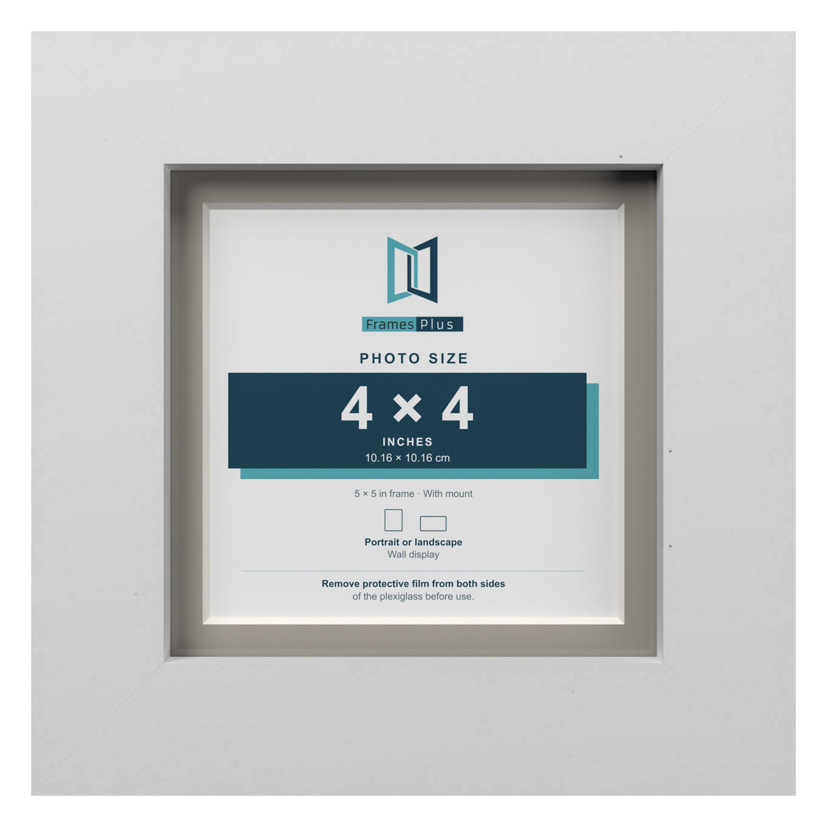 White 5 x 5 inch picture frame with a Dawn Grey mount for a 4 x 4 inch photo