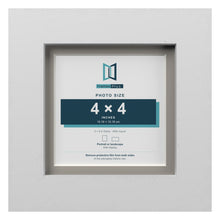 White 5 x 5 inch picture frame with a Dawn Grey mount for a 4 x 4 inch photo