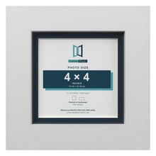 White 5 x 5 inch picture frame with a Pacific Blue mount for a 4 x 4 inch photo