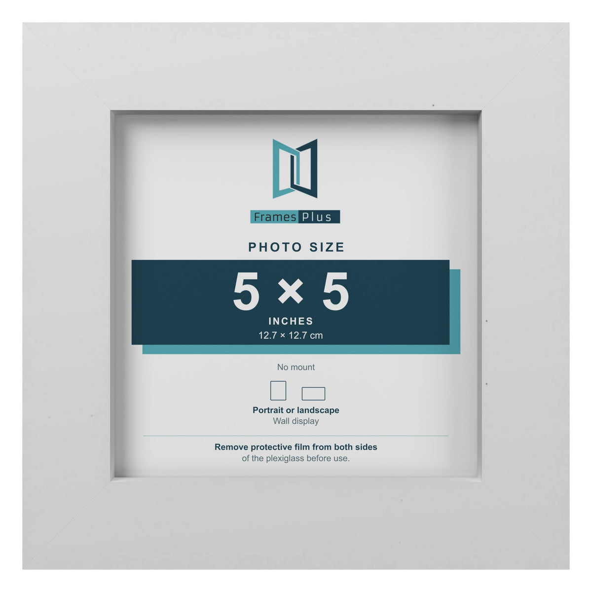 White picture frame for a 5 x 5 inch photo
