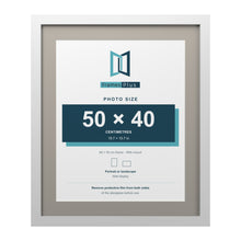 White 60 x 50 cm picture frame with a Dawn Grey mount for a 50 x 40 cm photo