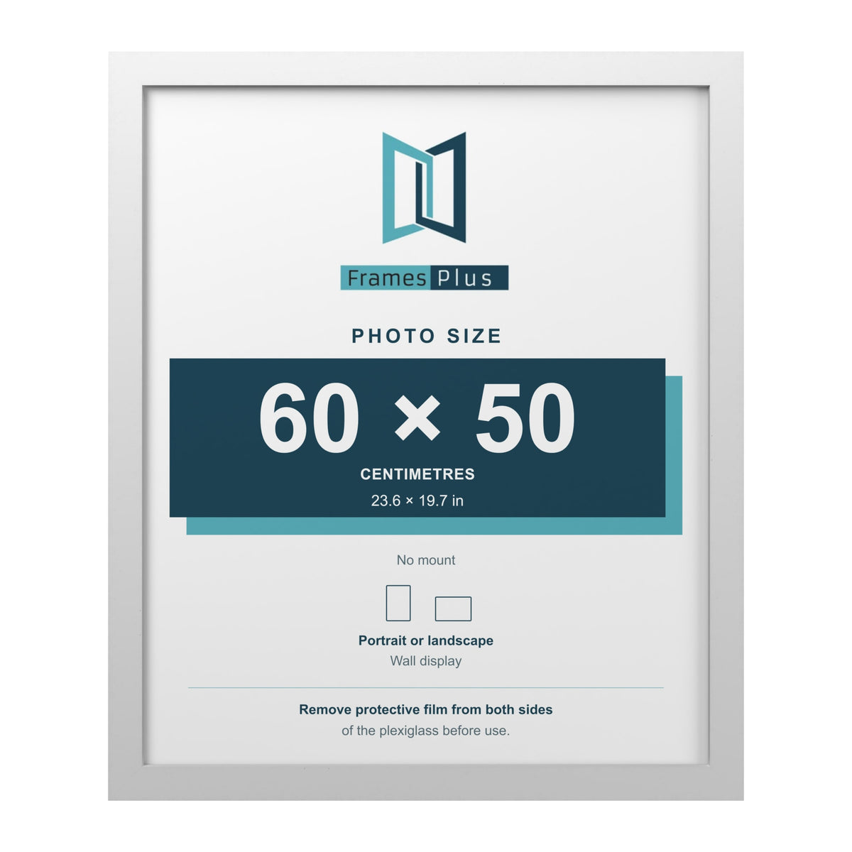 White picture frame for a 60 x 50 cm photo